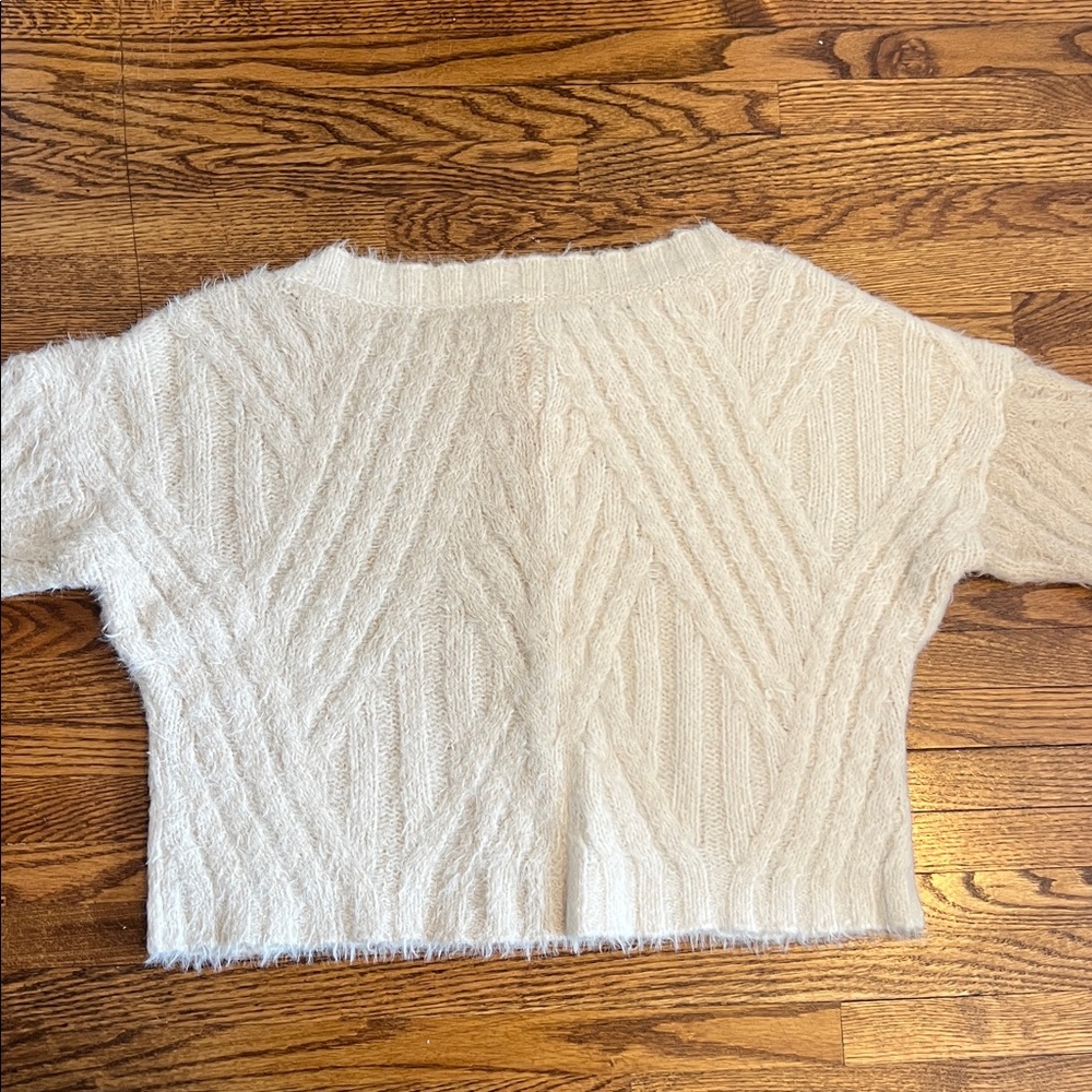 Anthropologie Cream Off-the-Shoulder Sweater